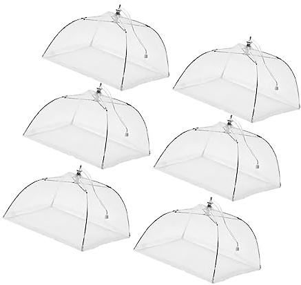 PRETYZOOM Cubierta Plegable para Alimentos Cuadrada de 17 Pulgadas, Malla de Gasa de Color Claro, 6 Piezas para Proteger y Mantener Segura la Comida en Exteriores