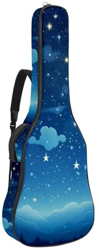 Universal Gitarrentasche Wasserdicht Tasche für 40/41/42 Zoll Akustikgitarre mit Zubehörfach Blau Sternenhimmel, mehrfarbig, 42.9x16.9x4.7 in, Gitarrentasche