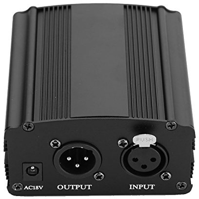 1 Kanal 48V Phantomspeisung, Phantomspeiseadapter 1-Kanal 48V Phantom Leistungversorgung mit Netzteil Mikrofonspeisung für Kondensatormikrofon Musikaufnahmegerät(220V 50Hz (EU))