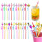 Cannucce Riutilizzabile,Minging 24 pezzi Cannucce di Plastica Cannucce Ricurve Cannucce Cartoon Straw Cannucce per Bambini Cannucce Ricurve da Festa Cannucce per Spiaggia di Compleanno per Bambini