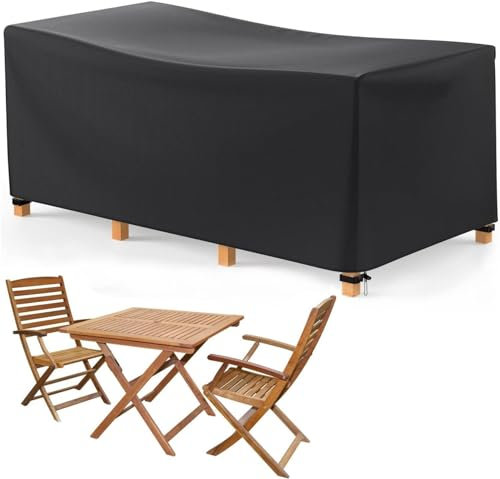 Strapazierfähige, wasserdichte Terrassentischabdeckung, 280 x 120 x 100 cm, strapazierfähiges Oxford-Gewebe, Outdoor-Möbelabdeckung für Rattanmöbel, Bistro-Set und Sofa, schützt Ihre Gartenmöbel vor