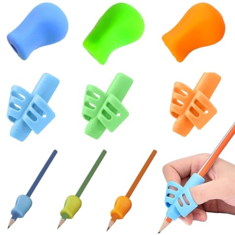 COYUN 6 Stück Stiftehalter Kinder, Ergonomische Schreibhilfe aus Silikon für Linkshänder und Rechtshänder, Mehrfarbig