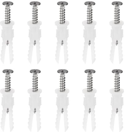 Betonschrauben, Hochleistungsschrauben, 20 Stück, 6 mm x 30 mm, Kunststoff-Expansionsrohranker, Dübel mit Schrauben, weiß for Heim- und Garten-DIY-Anwendungen