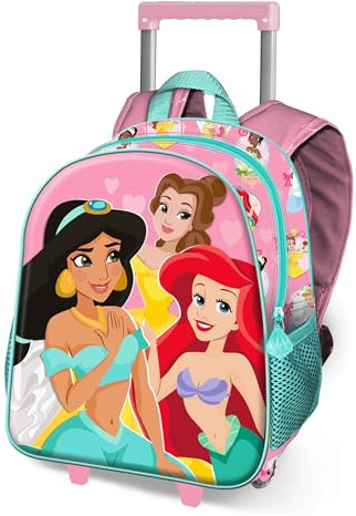 Disney Principesse Charm-Zainetto 3D con Ruote Piccolo, Rosa, 26 x 34 cm, Capacità 7 L