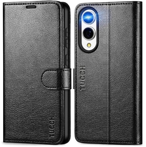 TUCCH Funda Libro para Galaxy S25 Edge 5G 6,7 2025, Negro Texturizado