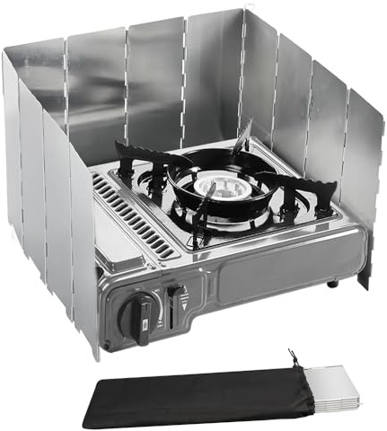 yotutun Pare-Vent Pliable, 12 Plaques Aluminium Pare-Brise de Réchaud de Camping Portable Stove Pare-Brise Protection Antivent pour Camping Randonnée Pique-Nique Cuisinière à Gaz