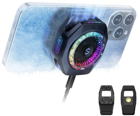 Black Shark Magnetic Phone Cooler 5 Pro - 18 Addressable RGB LEDs, Detachable Grip, APP-Controlled Thermostatic Cooling Fan for iPhone MagSafe/Android/iPad -Gaming/Streaming/Photography