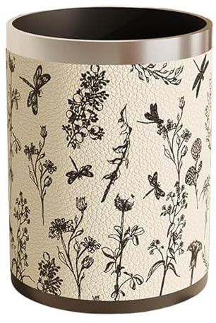 Fenteer Corbeille à Papier de Rétro Poubelle de Salle de Bain Conteneur à Déchets En Cuir PU Panier Décoratif Approprié pour La Maison et Le Bureau, Style E