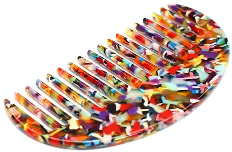QinGoo Acetate bred hårkam tandkam hårkam kvinnor hårkam 1 styck (11,8 cm x 6,2 cm, tropisk)
