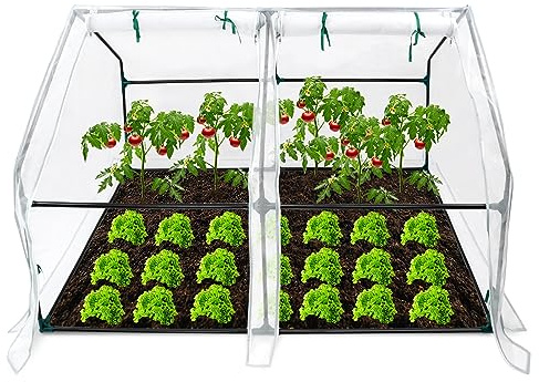 QEENTOE Kleines Gewächshaus Glasfaser 180x90x90cm Mini Gewächshaus Mit 2 Rollladen Insektensicher Atmungsaktiv Tomatengewächshaus,für Garten Balkon (Weiß)