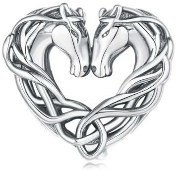 925 Sterling Silber Doppel Pferd Keltischer Knoten Charm Anhänger für Pandora Armbänder