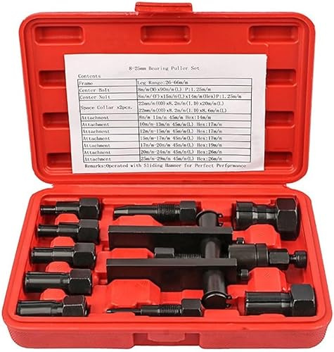 Mayhug Blind Bearing Puller,10pcs Bearing Puller Kit,Wheel Bearing Removal Kit,Motorcycle Inner Bearing Extractor Kit,Bearing Puller Motorcycle Bearing Removal Tool Puller With Box Set,Red