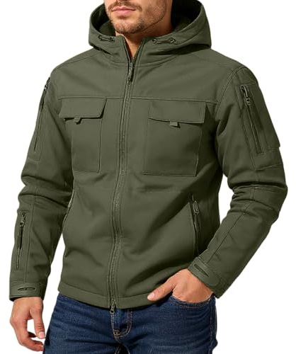 Generico Giubbino Uomo Autunno Sci Mezza Stagione Bomberino Antipioggia Tuta Pioggia Sportiva Ciclismo Parka Invernale Da Lavoro Giacca Elegante Giubotto Cappotto Impermeabile Verde militare 3XL