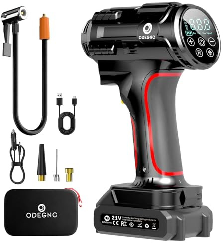 Cordless Air Compressor 160PSI Portable Tire Inflator with 10000mAh Battery & Dual Power System - 2X Faster (35L/min) Auto Shut Off Digital Gauge for Car SUV Truck RV - Black