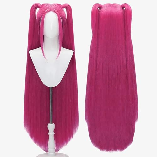 Perruque tressée Demon pour enfants, extensions de cheveux violets pour cosplay, Halloween, cosplay, accessoire de cosplay, Perruque Costume Demon Hunter Pour Enfants et Adultes (Rose)