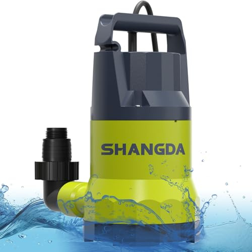 SHANGDA Sump Pump 1HP Submersible Water Draining Pump 4500GPH Electric Portable Water Transfer Pumps for Pool Basement Garden Spa Hot Tubs Pond Flood Yard, Yellow