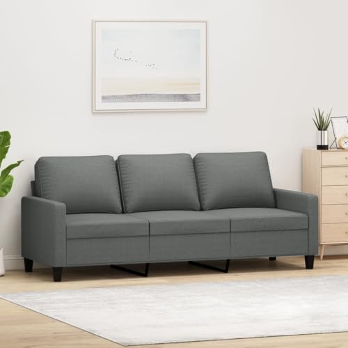 SKTQYQO 3-Sitzer-Sofa Dunkelgrau 180 cm aus Polyestergewebe, stabiler Metallrahmen, Schaumstofffüllung Komfortabel für modernes Wohnzimmer Dieses Dreisitzer-Sofa ist