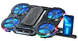 Frisby Fnc-5270St - Pannello di controllo LCD illuminato RGB con dissipatore di calore extra, 5 ventole, supporto per notebook da 17