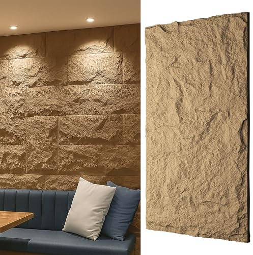 WallDec Stone Effect Wall Panels | Colosseum 1x Panel | 120 x 60cm (47.2 x 23.6 inches) | 3D Decorative Rock Effect Panels | Easy Installation DIY | Interior & Exterior Design