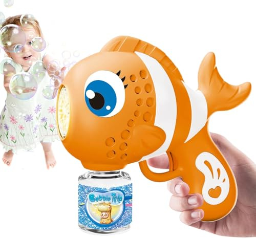 Seifenblasenmaschine – 18,5 cm Großes Automatisches Seifenblasengebläse | Tragbarer Lustiger Fisch-Designspender, Glattes Seifenblasenspielzeug Mit 16 Löchern Für, Mädchen, Geburtstag, Neujahr,
