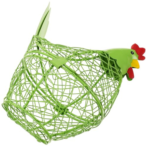 HEALEEP Cestino Portauovo in Filo di Ferro a Forma di Gallina, Contenitore Decorativo per Uova Fresche Compatto, Organizer Multifunzionale per Cucina e Uso Domestico