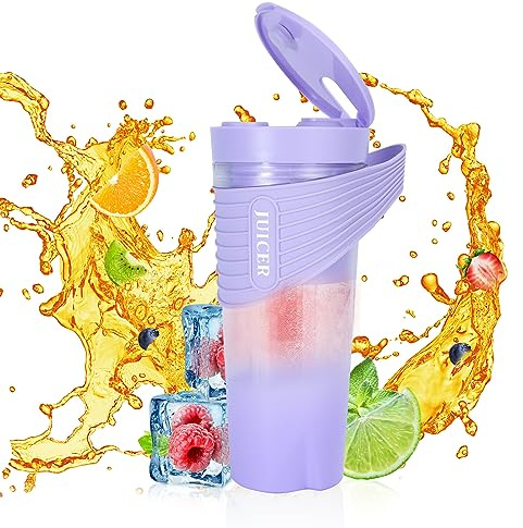 Batidora personal portátil para batidos y batidos tipo C 4000 mAh con 6 cuchillas afiladas, potente vaso exprimidor de 22000 rm, viajes, gimnasio, oficina