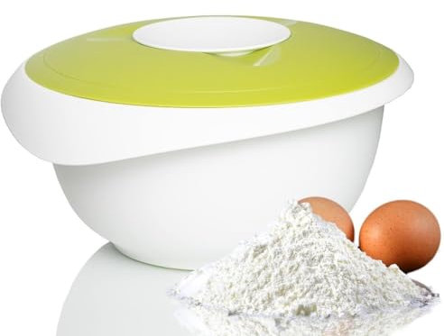 Westmark Backschüssel 3,5l - inkl. Ausgießer - zweiteiliger Deckel - BPA-freie, rutsch- & spülmaschinenfeste Rührschüssel (apfelgrün/weiß)