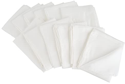 12er-Set Seidenschals, 100% Seide, ca. 140 x 45 cm, Pongé 05, 1. Wahl, naturweiß