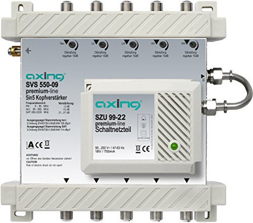 Axing SVS 550-09 - Amplificador de cabecera para sistemas SPU 5x-09 y SES5x-09 (5 entradas y 5 salidas de las cuales 4 para satélite y una terrestre)