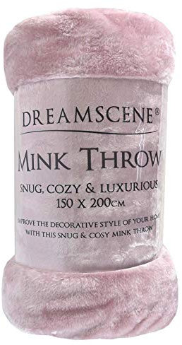 Dreamscene Manta Decorativa de Lujo de Piel sintética de visón, ultrasuave, acogedora, para sofá o Cama, Color Rosa Rubor, 150 x 200 cm