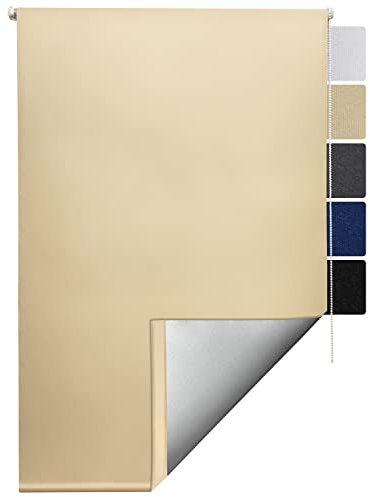 Thermorollo Rollo für Fenster ohne Bohren Verdunkelungsrollo Klemmfix – Sol Royal Seitenzugrollo Fenster Rollos für innen Thermorollo ohne Bohren - Fensterrollo Thermo 120x160 cm Creme T42