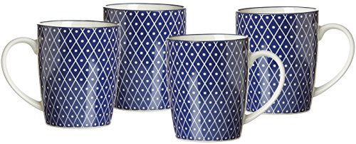 Ritzenhoff & Breker Kaffeebecher-Set Royal Reiko, 4-teilig, 350 ml, Porzellangeschirr, Blau-Weiß