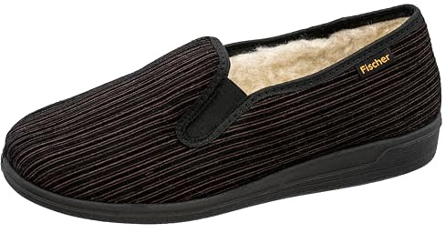 Fischer Herren Hausschuh Streifen Cord Slipper Stretch 204120