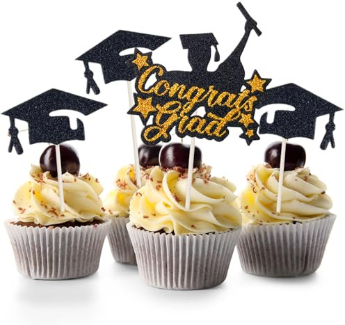 Décorations de Gâteau Remises de Diplômes Topper Graduation Cupcake Nourriture Deco pour Fête d‘anniversaire Pâtisserie Desserts Table Remises de Diplômes 2023