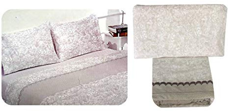 Completo Letto in Pail Coral Matrimoniale Lenzuola Pile SOFFICE Caldo Linea Gold Top QUALITA' (Rose E Pois Tortora, Singolo)
