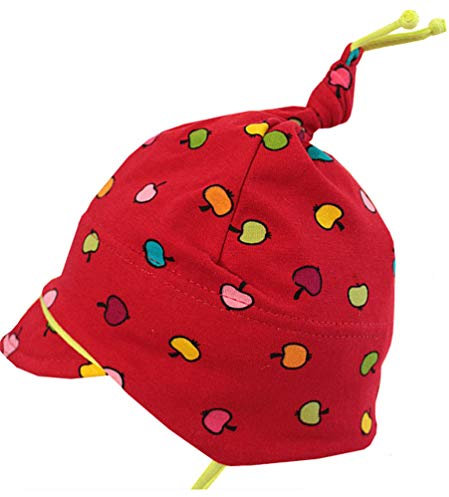 maximo Mädchen Baby-Mütze Ringel Bunte Äpfel rot-neon-grün UV-Schutz 50+, Gr. 41 (41)