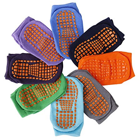 Kleinkind Grips Knöchelsocken, rutschfeste Socken für Kinder, niedrig geschnitten, rutschfeste Bodensocken für 1–3 Jahre Baby, Jungen und Mädchen, 8 Paar