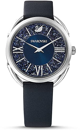 Swarovski Crystalline Glam Uhr, Lederarmband, Blau, Edelstahl
