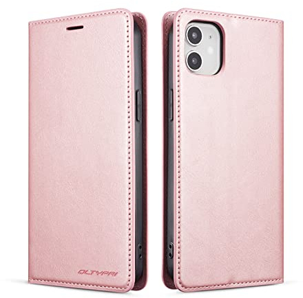 QLTYPRI Hülle für iPhone 12 Mini, Premium Dünne Ledertasche Handyhülle mit Kartenfach Ständer Magnetverschluss Flip Schutzhülle Kompatibel mit iPhone 12 Mini (5,4 Zoll) - Rosegold | Retro PU Leder Klapphülle, Handyhülle mit 3 Kartenfächer, Standfunktion, Weicher Dünne TPU-Rahmen, Stoßfeste Flip Wallet Case