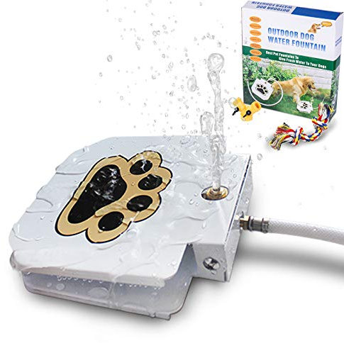 BACOENG Outdoor Dog Water Fountain Toy Sturdy Coated Metal Pet Water Sprinkler - Upgraded Copper Valve with Pressure Adjustment, Black