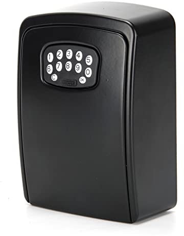 FJZFXKZL Schlüsseltresor, Wasserdichter Smart Key Storage Secret Box mit Code APP. Multifunktions-Wandschlüssel-Safe-Box for den Innenbereich (Color : Schwarz)