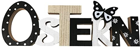 itsisa Deko Schriftzug Ostern aus Holz - Oster Deko schwarz weiß, Osterdeko (Ostern 3)