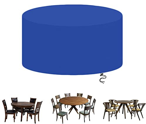AXFZZRS Housse pour Meubles de Jardin Ronde,Oxford 420D Bache Exterieur Table Ronde,Housse de Protection Table de Jardin,Imperméable,Coupe-Vent,Anti-UV,Résistant à la Déchirure, 110x75cm,Bleu
