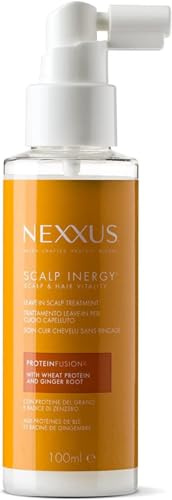 Nexxus, Inergy Scalp Behandling, professionell sköljfri behandling för fint och tunt hår, vitamin B, veteprotein och ingefärarot, för starkare och mer hållbart hår, 100 ml