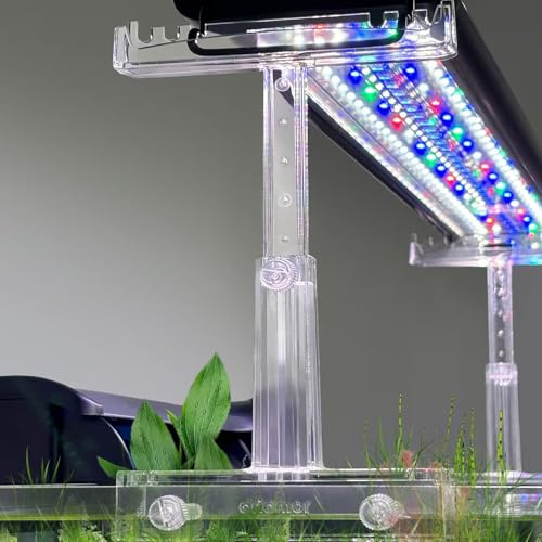 driamor Aquarium Light Holder Adjustable, Clear Acrylic Fish Tank LED Light Riser Stand Aquarium Lamp Brackets Kit 2pcs Transparent Support for Width 2.34-4.7 Inches Light with Extendable Bracket