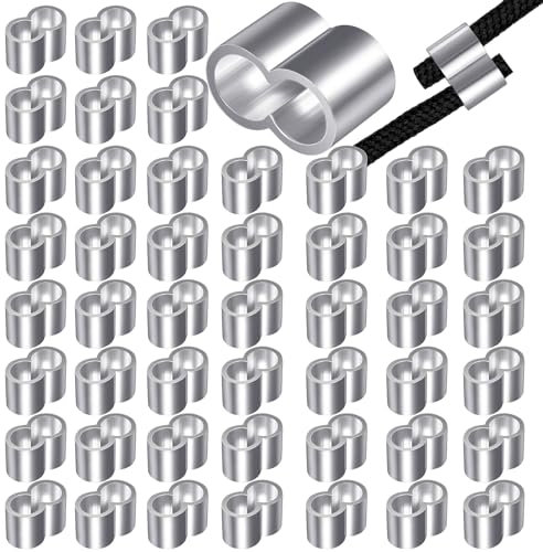 Furuising 50 Pezzi Manicotti in Alluminio per Cavo, 6mm Morsetti per Funi in Alluminio,Ghiere in Alluminio per Cavo Funi Catene per Cani