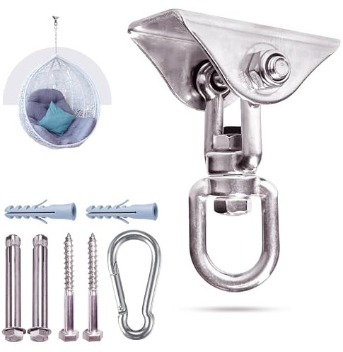 XENVIO Deckenhaken Schwerlast - 400 kg Kapazität mit 360° drehbarer Halterung und Haken. Ideal zum Aufhängen von Stühlen, Schaukeln, Yoga & Punch Bags - kompatibel für Holzbalken und Beton