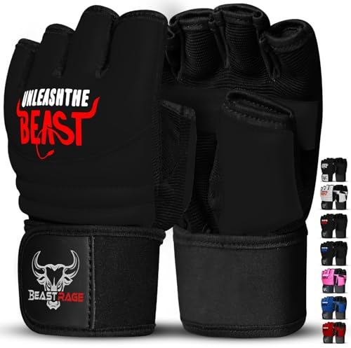 BEAST RAGE Gants de karaté Taekwondo pour Hommes et Femmes, Gants d'entraînement de Boxe MMA Kickboxing Sparring Martial Arts Gloves - Training Light Workouts,Muay Thai,Karav MAGA (Noir, 2XL)