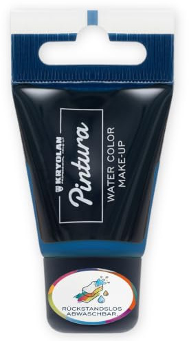 Kryolan Pintura Water Color Make-up Blue 20 ml I Wasserbasierte Kinderschminke für Gesicht & Körper I CE-Zertifiziert I Schnell trocknend, leicht abwaschbar & individuell deckend