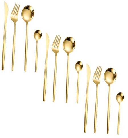 ABOOFAN Edelstahlbesteck 12-Teiliges Set Besteck aus Edelstahl besteck rostfrei rostentferner besteck einzigartiges Silberbesteck Verkostungsgabeln Metall Küchengeräte Küchenutensilien